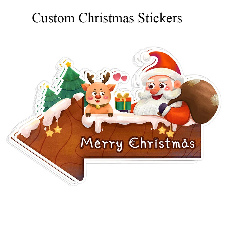 Custom Merry Christmas Stickers Customize Cute Santa Claus DIY Adhesive Tags for New Year Wrapping Gift Box Label Window Door