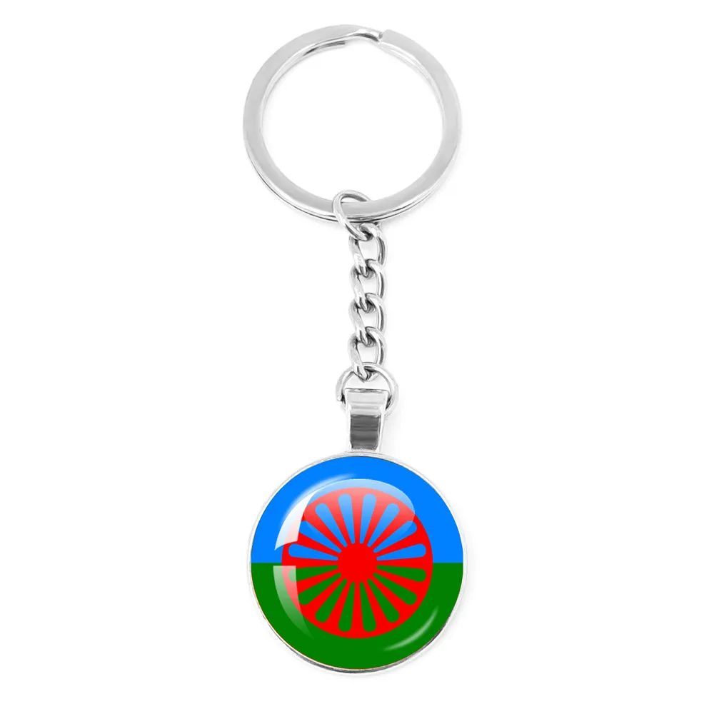 Gypsy Flag Romani Peoples Flag Keychain Keyring Jewelry Pendant Glass Cabochon Keychain Friends Gift