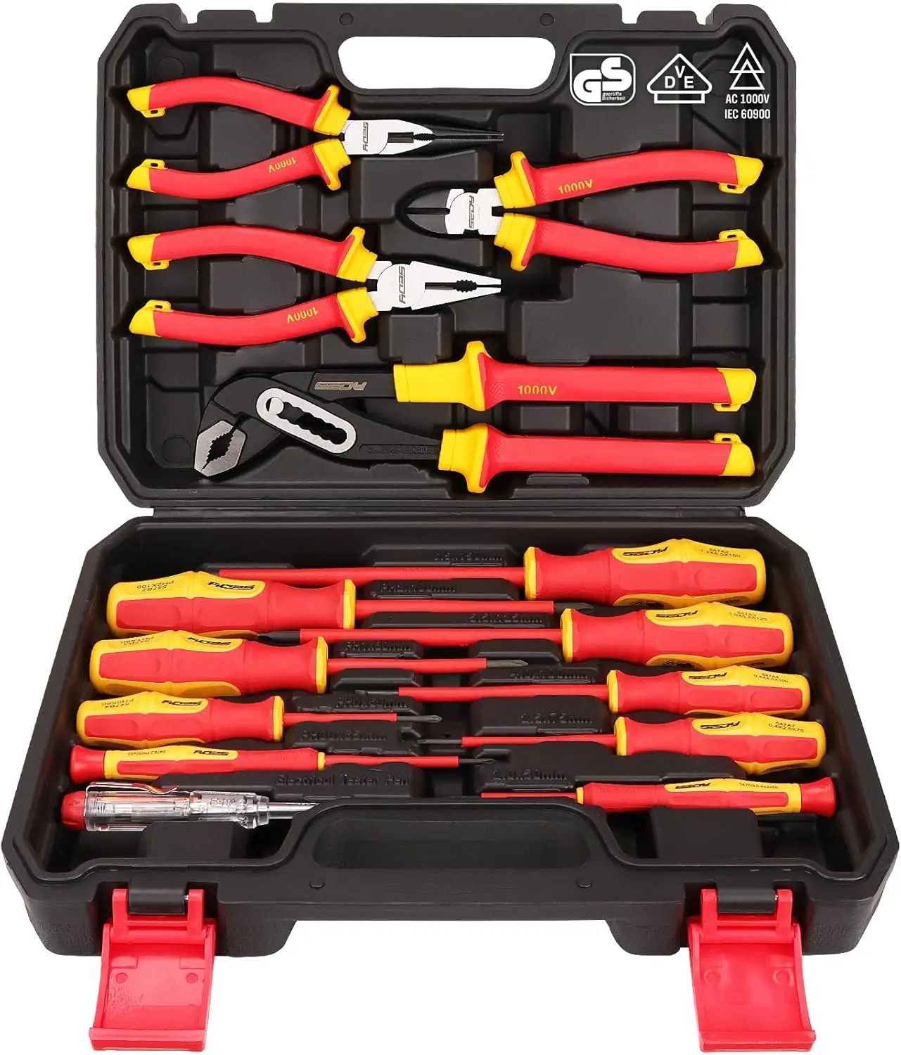

14-Piece Insulated Screwdriver & Pliers Set: 1000V VDE Certified Electrician Tools with Magnetic Tips
