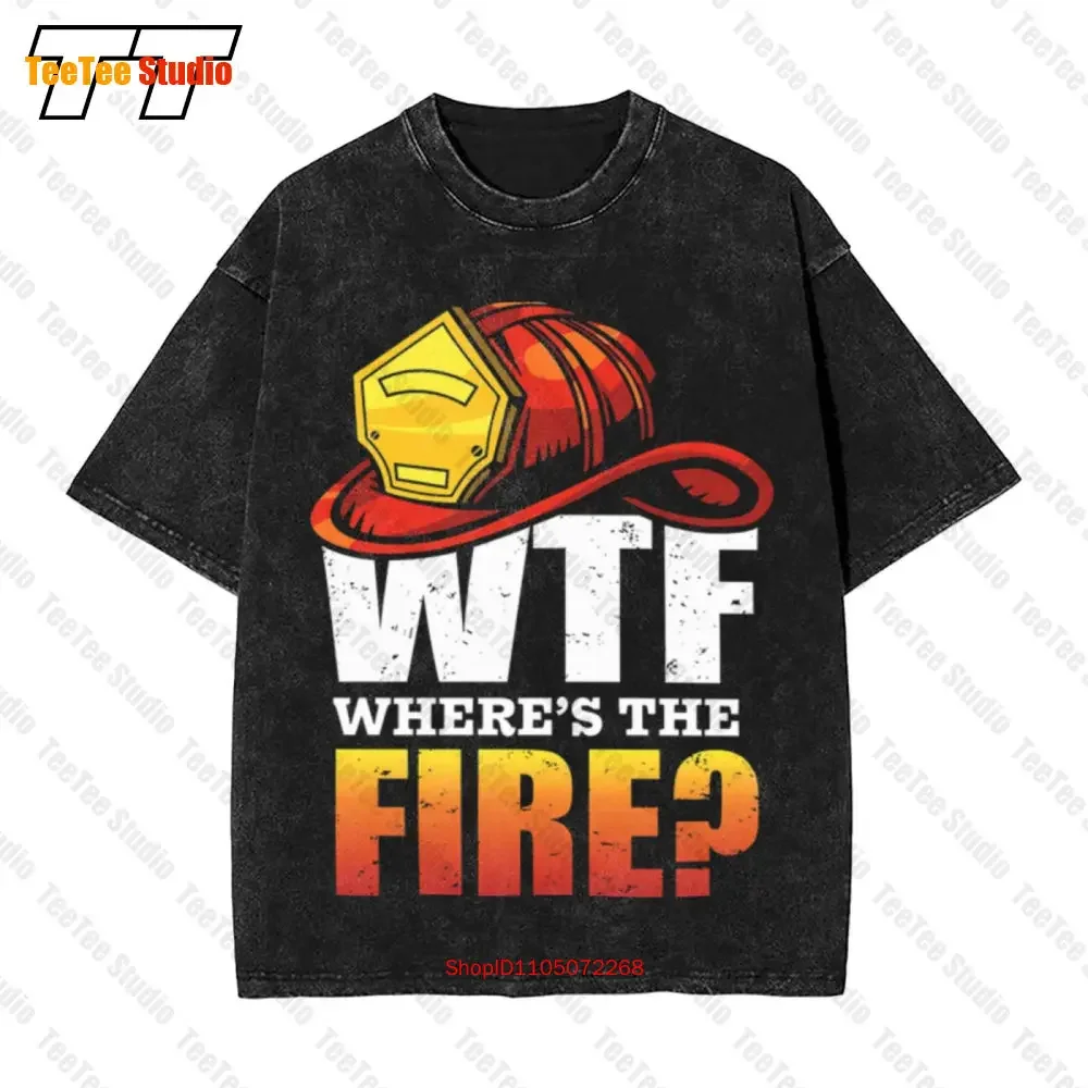 Funny Firefighter Vintage Oversized T-Shirt For Men Fireman Fire Department L3PO