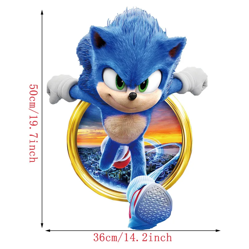 New Sonic  DIY Wall Sticker Hedgehog Children\'s Room Graffiti Decoration 3D Detachable Cartoon Game Sticker PVC Gift