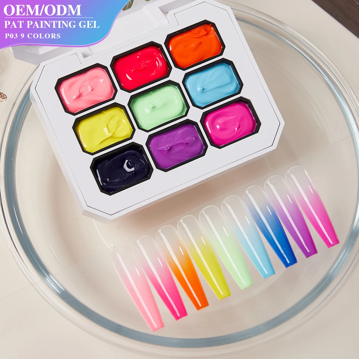 

VENDEENI Private Label Solid Pat Panting Gel Palette для дизайна ногтей UV LED Soak Off Solid Rainbow Resin УФ-гель