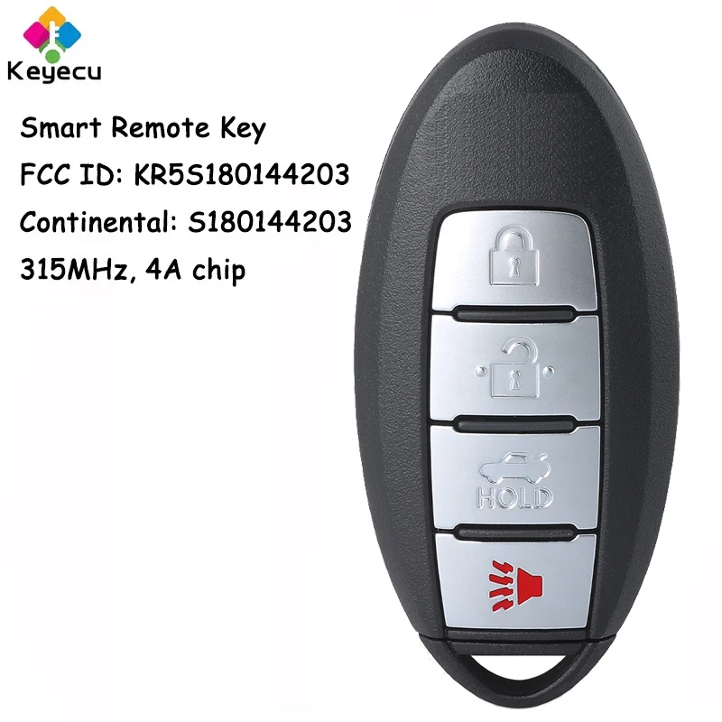 KEYECU S180144203 KR5S180144203 OEM Smart Remote Control Key With 4 Buttons 315MHz 4A Chip - FOB for Infiniti Q50 2014 2015 2016