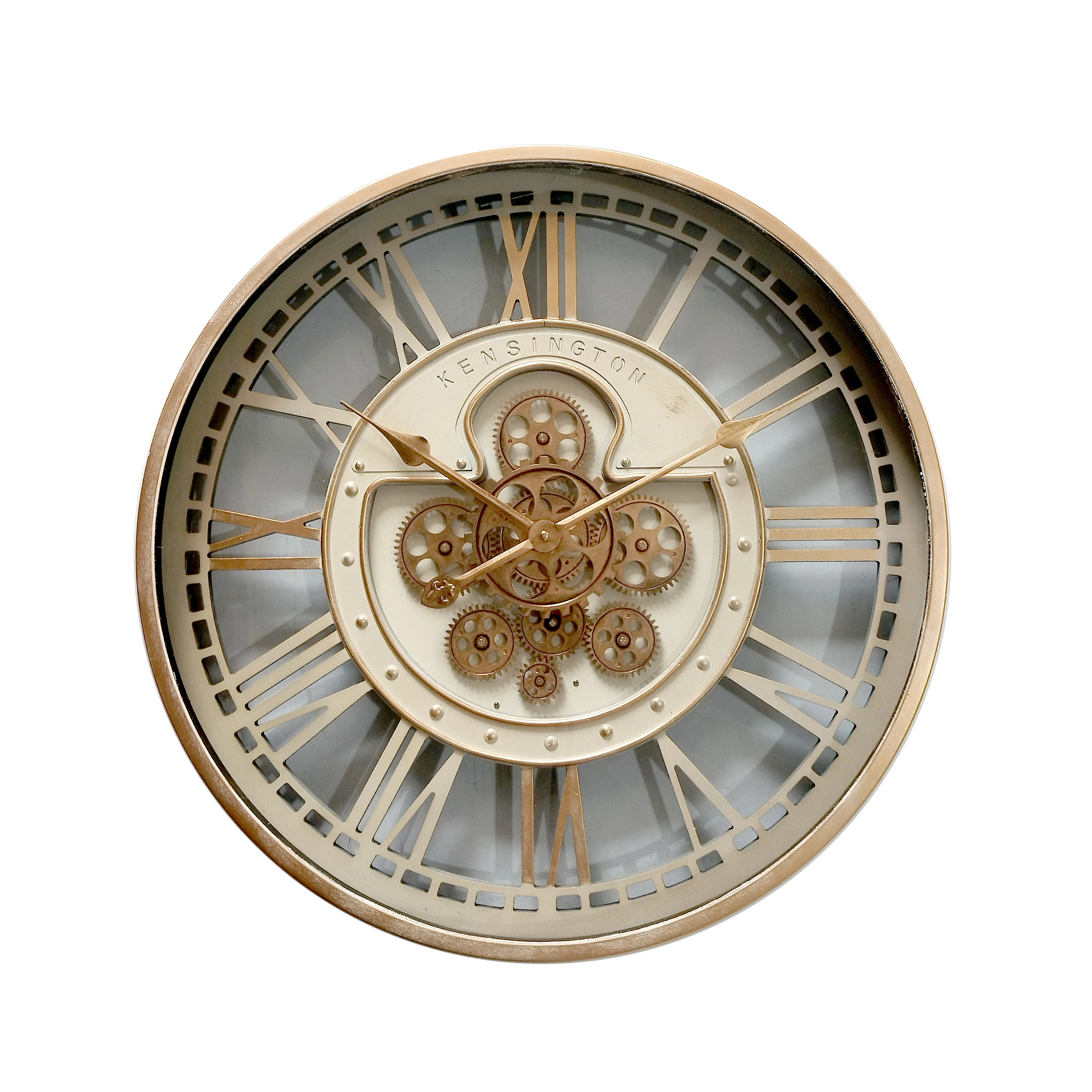 

Modern Luxury Iron Gear Wall Clock Contemporary Living Room Decor Single Face Moving Cogs Mechanical Needle Display Battery