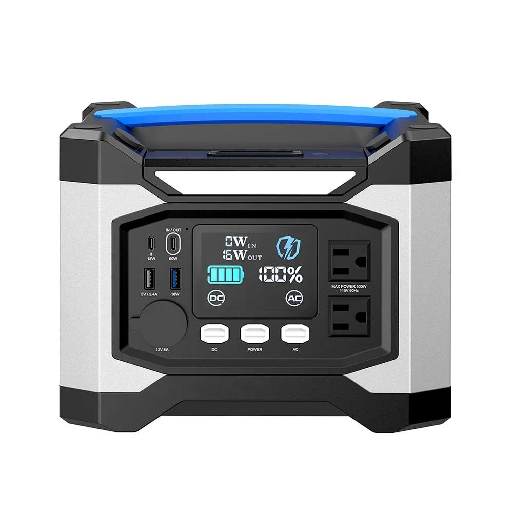 ATEM POWER 518Wh DC AC 500W Baterai Lithium Bank Pembangkit Listrik Portabel dengan Port USB Tipe C untuk Berkemah Di Luar Ruangan