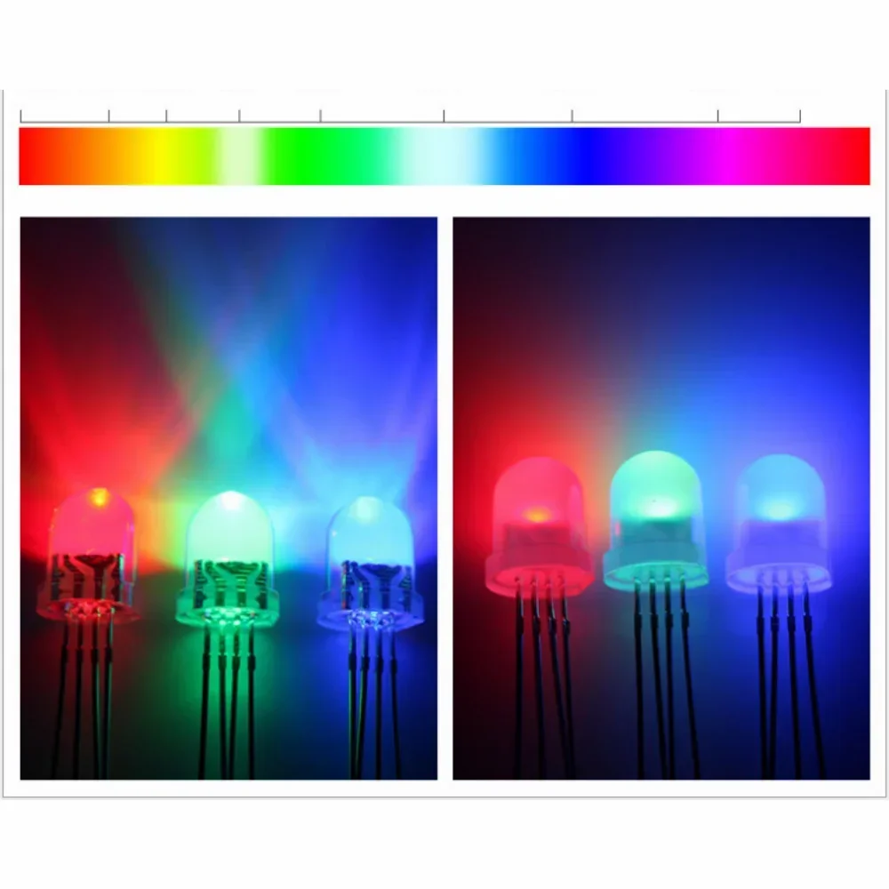 10PCS 8mm RGB LED Common Cathode/Anode Multicolor Emitting Diode 4 Pin DIY Lamps Electronics Components Indicator Light