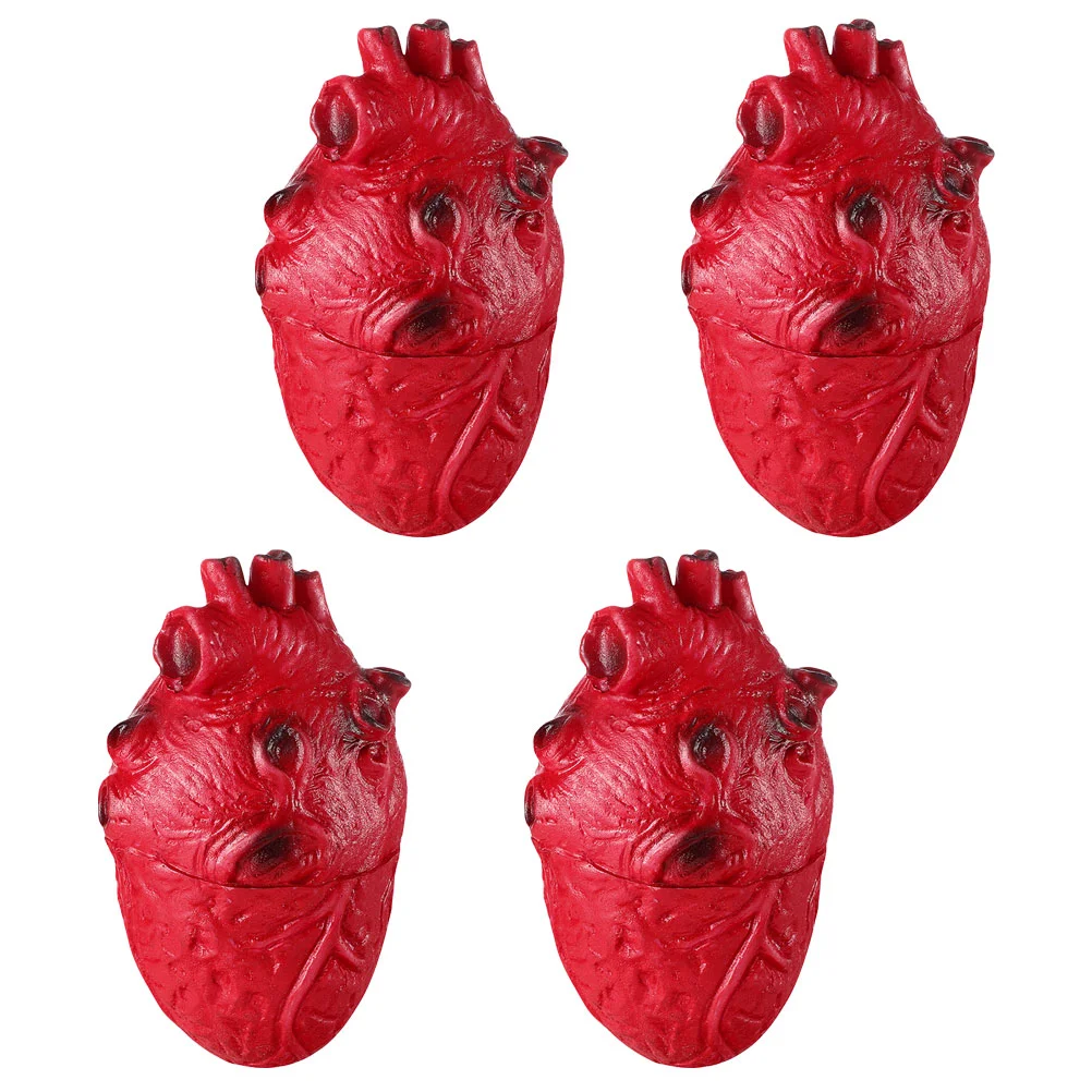 4 Pcs Halloween Horror Human Organs Simulated Heart Realistic Model Decor Fake Decorations Models Hearts Electronic