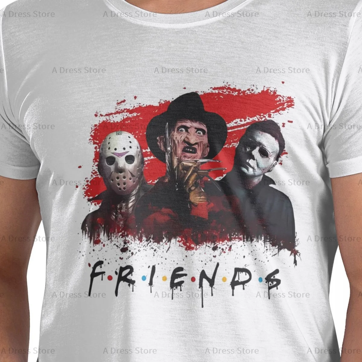 Freddy Krueger Never Sleep Again Men\'s round neck Oversized T-shirt,Halloween horrify summer Vintage Casual Cotton Tee Shirt