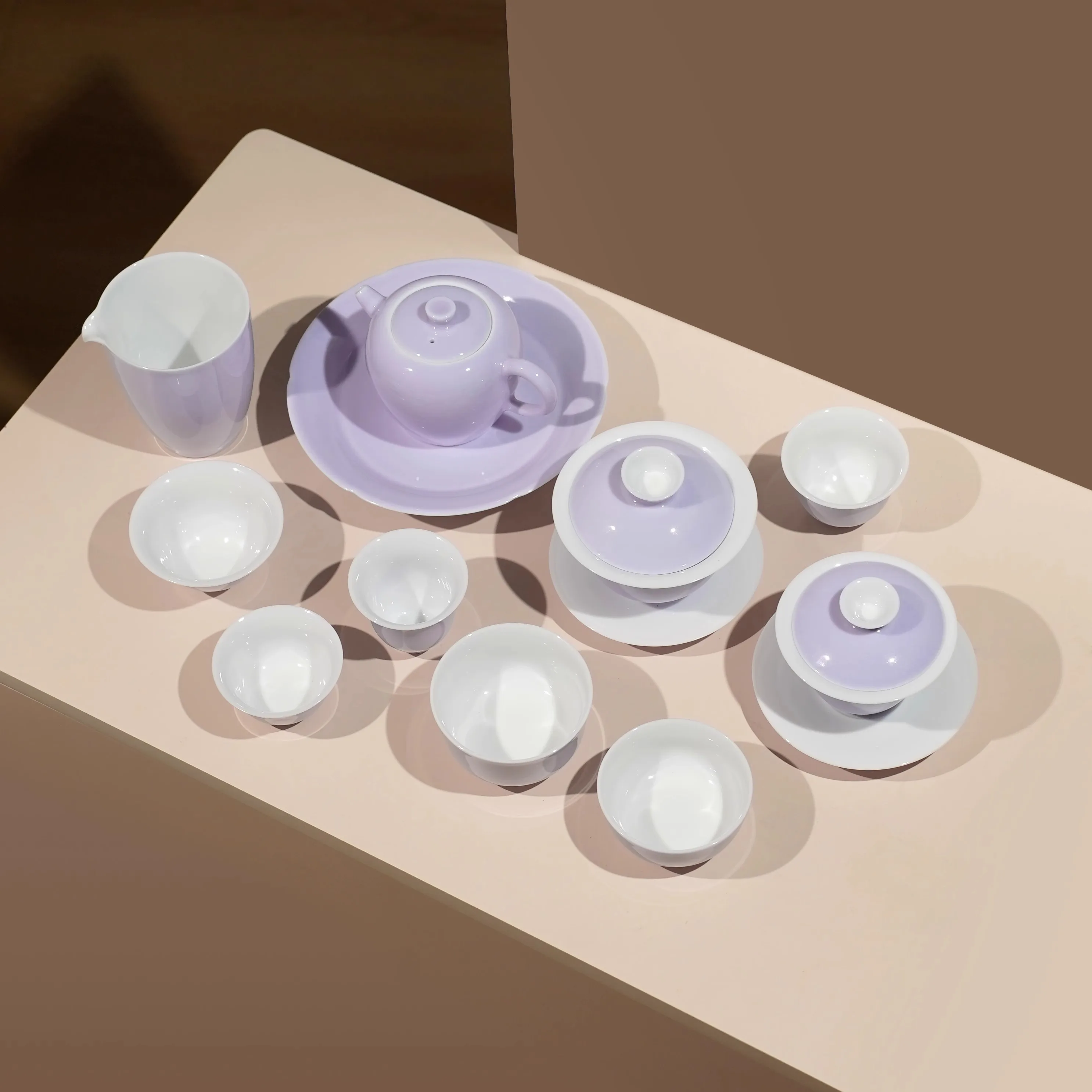 

WunTang Handmade Thin-walled Cerc Sancai Teacup Purple Tea Brewing Pot Gongfu Tea Set Tea Bowl Tea Cup Set for Tea Lovers