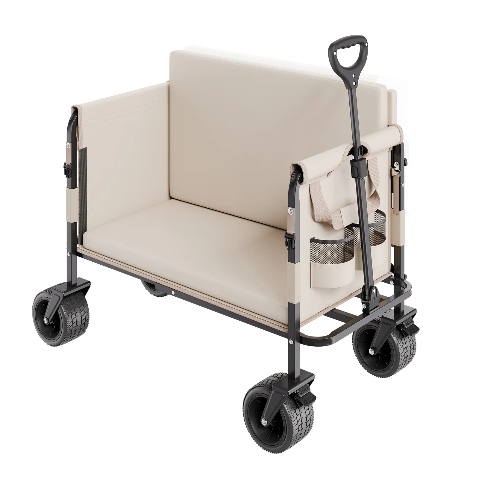 

Foldable Wagon Cart Converts to Bench 550lb Load & 220L Utility Wagon