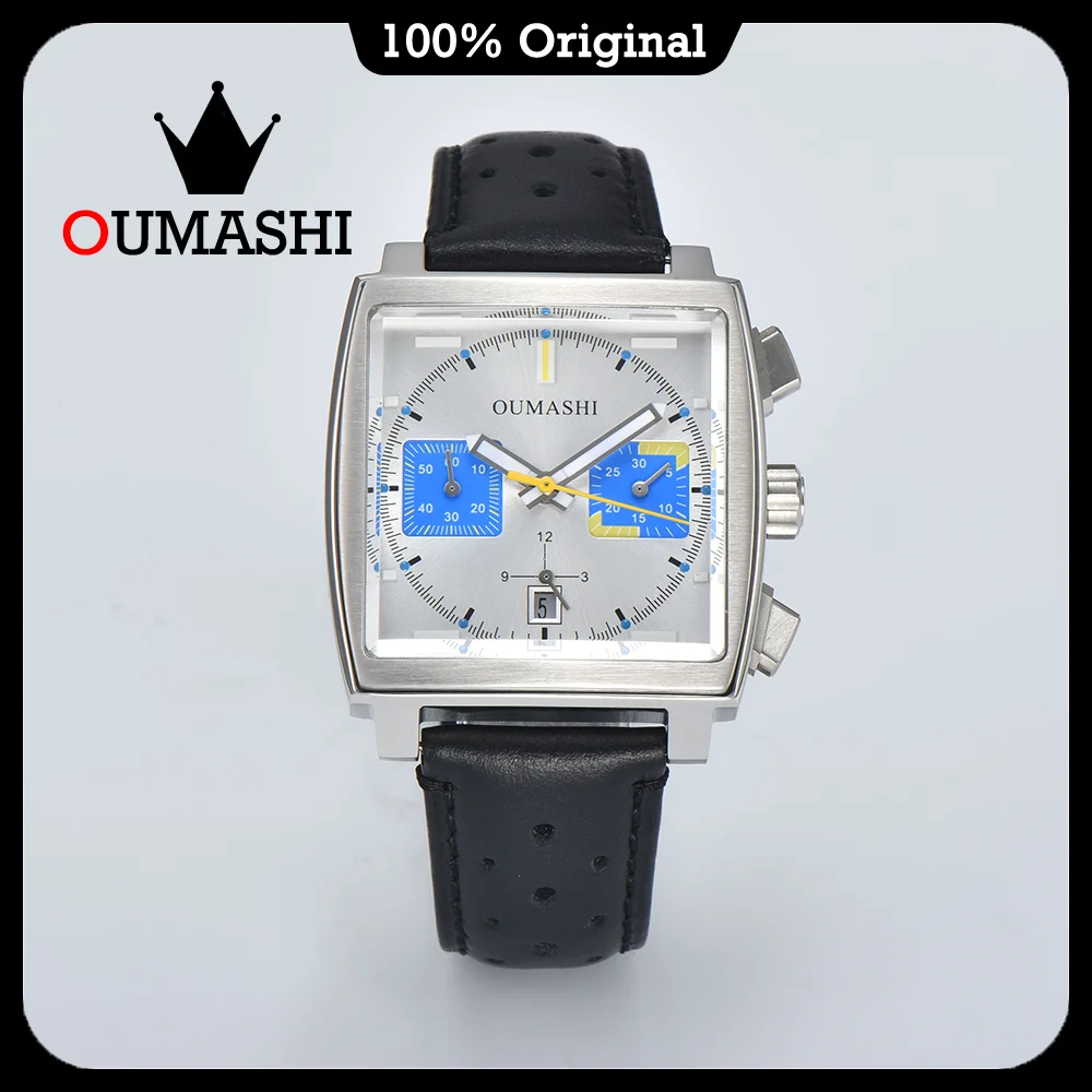 40mm Square Watch ETA7750 Automatic Movement Watch Multifunction Chronograph Dial Stainless Steel Case 100 Waterproof Watch