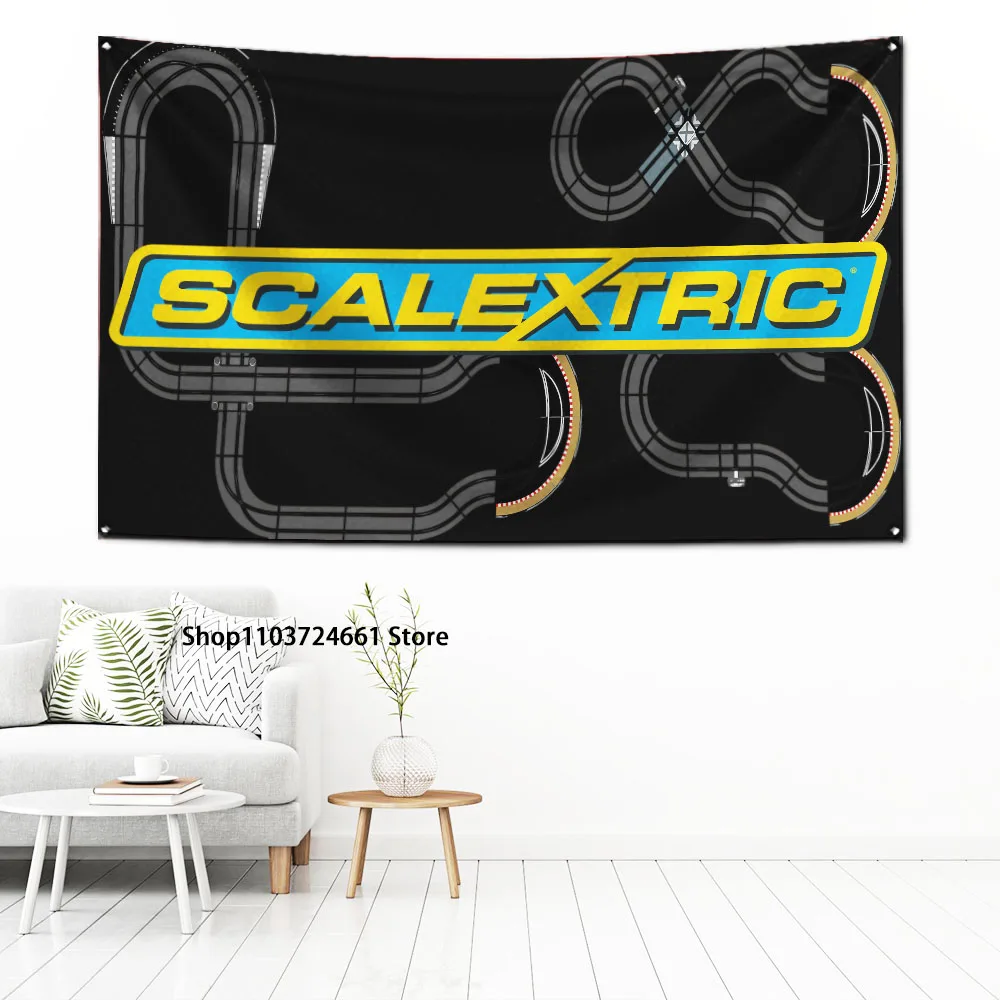 2024 Scalextrics Model Motor Racing Flag Polyester Digital Printing Banner for Garage Wall Art Out Door Decoration