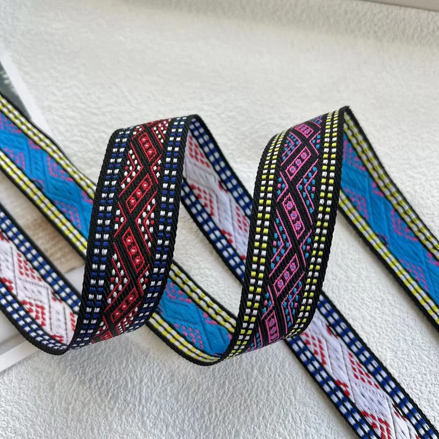 9 M/lot wide About 2.3 CM Woven Jacquard Ribbon Geometric quadrilateral For Clothing Accessory ZH-5804