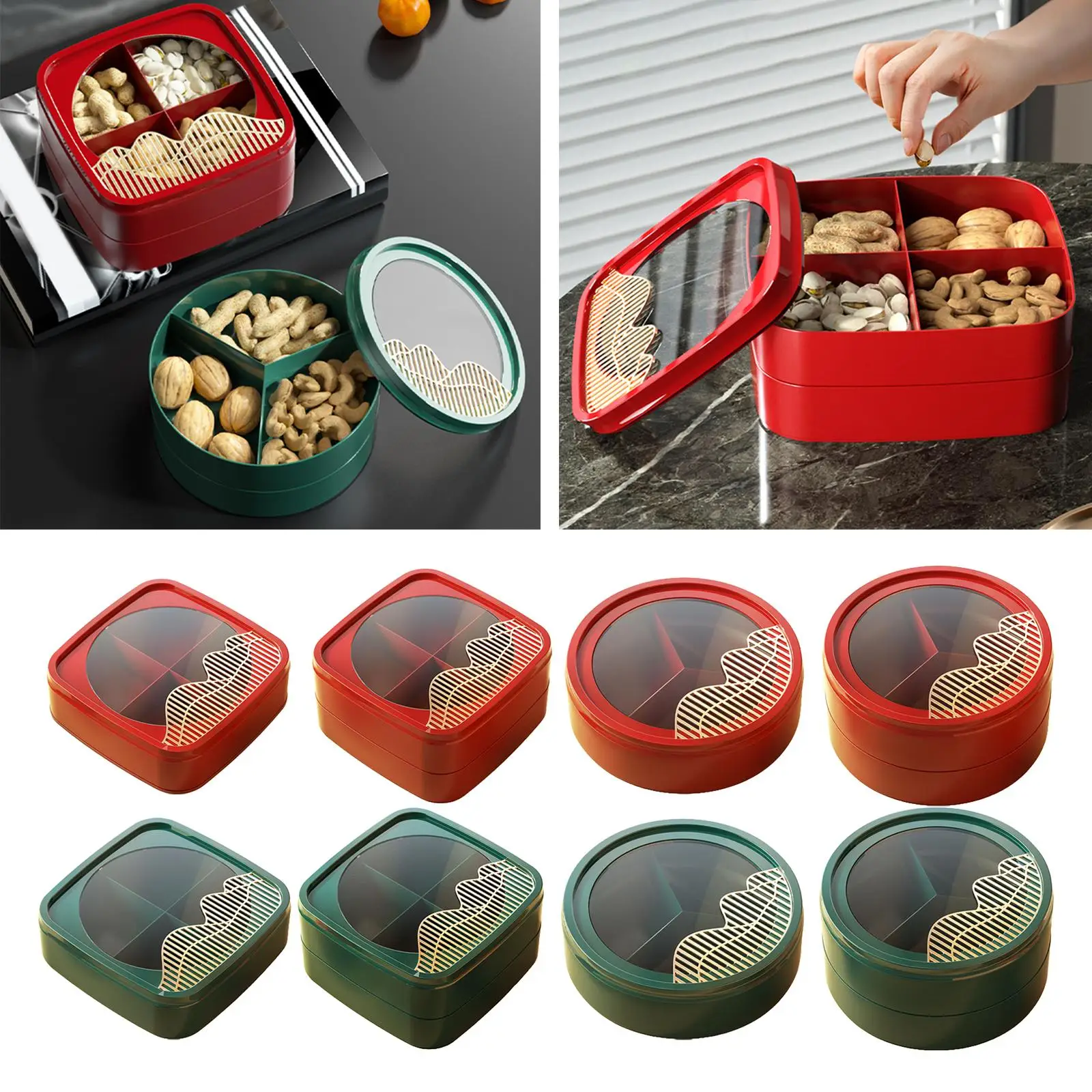 

Plate with Lid Nuts Serving Tray for Snacks Nuts Table Decor
