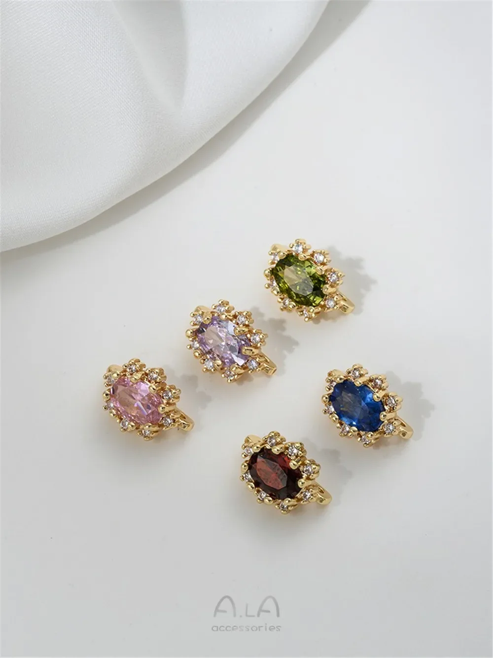 Circonio de color ovalado con incrustaciones de oro de 14K, doble fila, cuentas separadas de tres filas, accesorios hechos a mano, pulsera, Material de joyería