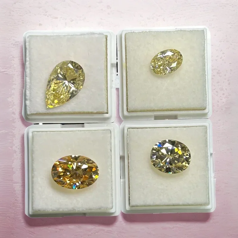 

Meisidian Champagne Light Yellow Loose Moissanite Diamonds, Oval 0.5-10 Carat, 3x5, 10x14mm