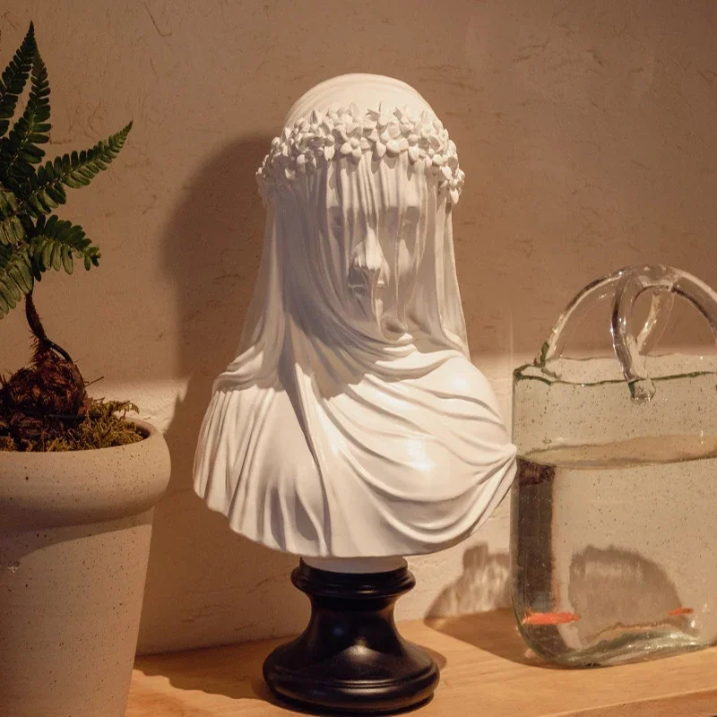 Veiled Lady Bust Museum Italian Bride Maiden Statue Sculpture Bust Home Decor Aesthetic For Home Art Collection Ornament