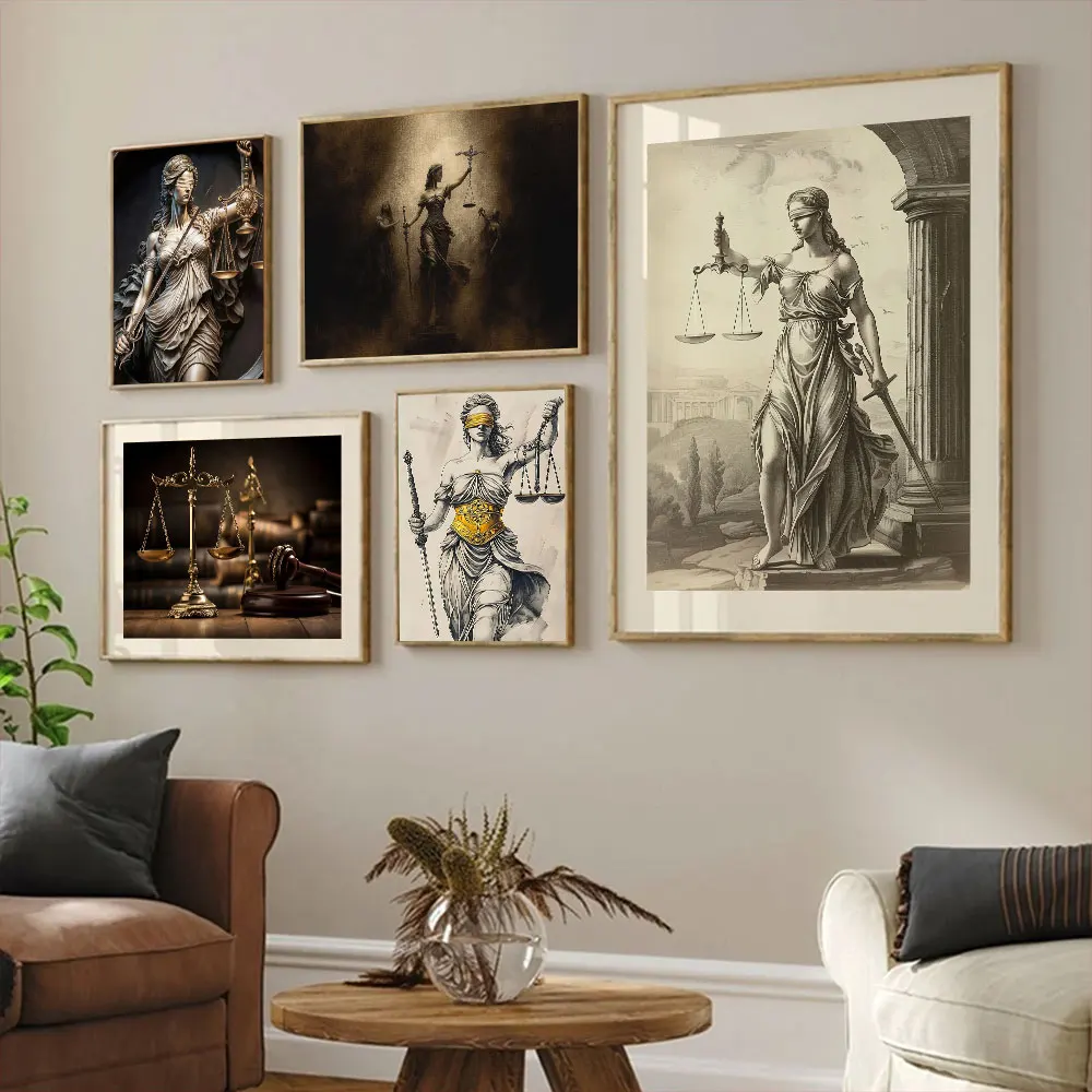 1 pièce, affiche vintage non encadrée, impression sur toile, peinture murale, Déesse de la Justice Thémis, décoration pour chambre, bureau, studio, salon, maison