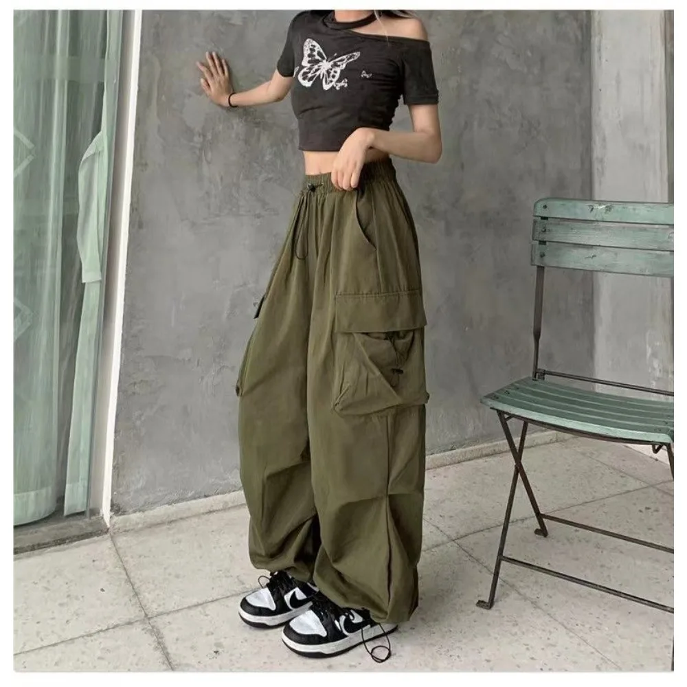 Printemps nouveau solide femmes Streetwear pantalon Vintage Baggy pantalon droit poche dames pantalon femmes mode décontracté femme pantalon