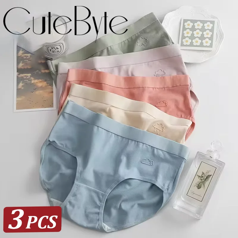 3Pcs Women's Cotton Underwear Panty Cute Sexy Panties Female Seamless Underpants Solid Color Panty Intimates Women Lingerie S-XL