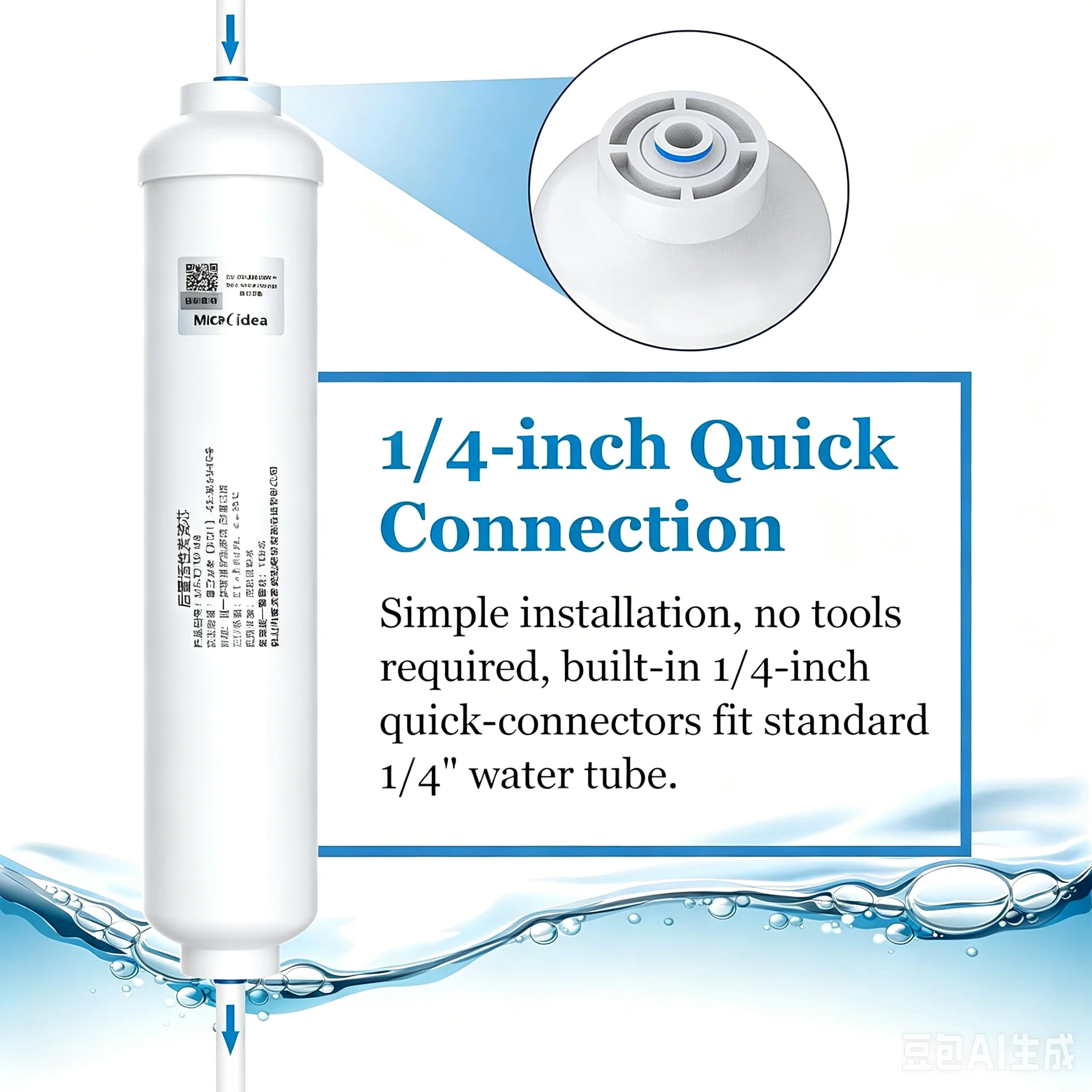 10 Inch T33 Inline Post Carbon Water Filter with 1/4 Inch Quick Connect for Compatible RO System