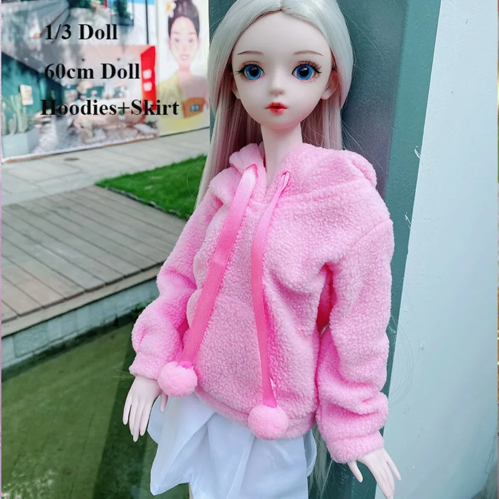 

Fashion Doll Plush Hoodies Handmake DIY Accessories Hoodies Skirt Set Casual Wears for 1/3 1/4 1/6 BJD 30/45/60cm Dolls