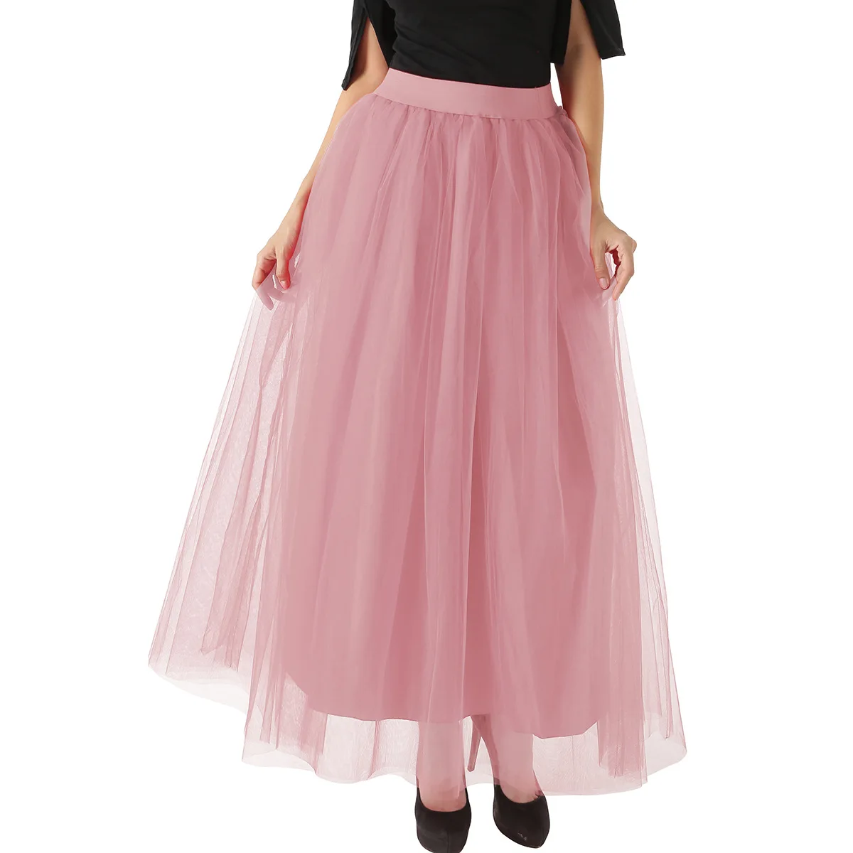 Petticoat popular feminino 100 cm saia de malha saia de tule bonito saia de tule longo elegante temperamento petticoat underskirt