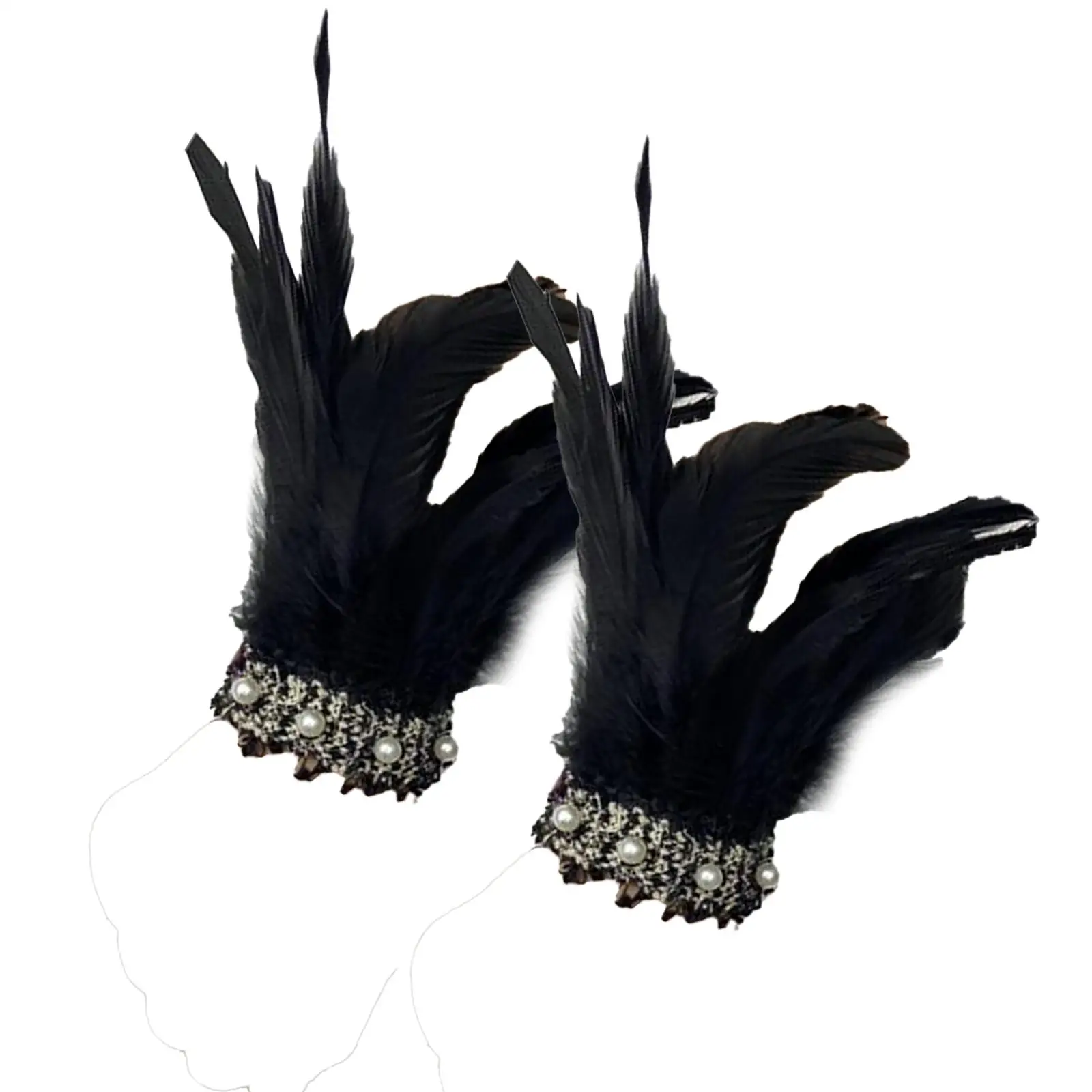Exquisite Feather Arm Bands with Elegant Pearl Detailing for Nighttime Affairs