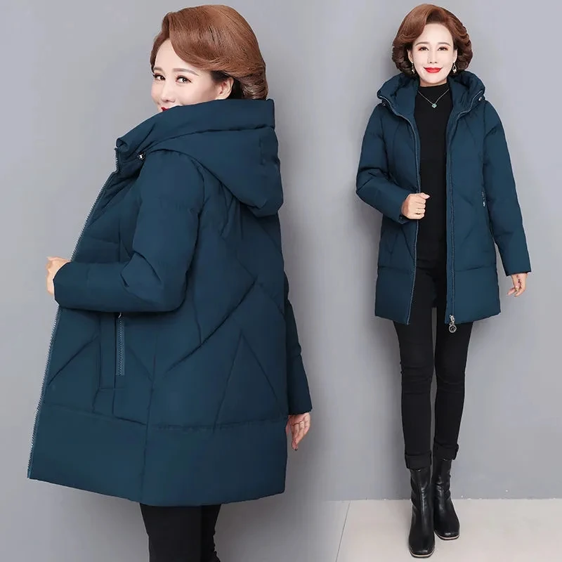 

2022 New Winter Padded Jacket Mother Mid-Aged and Female Long Cotton-Padded Jacket Thick Parkas Mother Down Cotton Coat