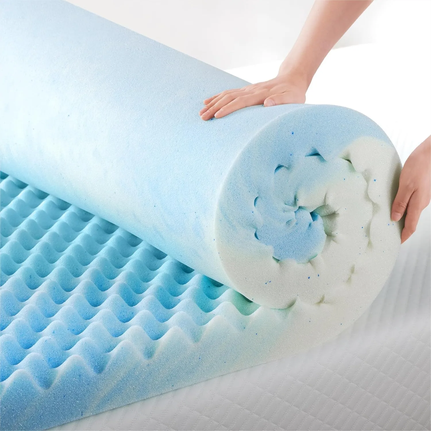 

1.5 Inch Swirl Gel Cooling Memory Foam Mattress Topper with Airflow Design, Twin, WonderBox Packaging
