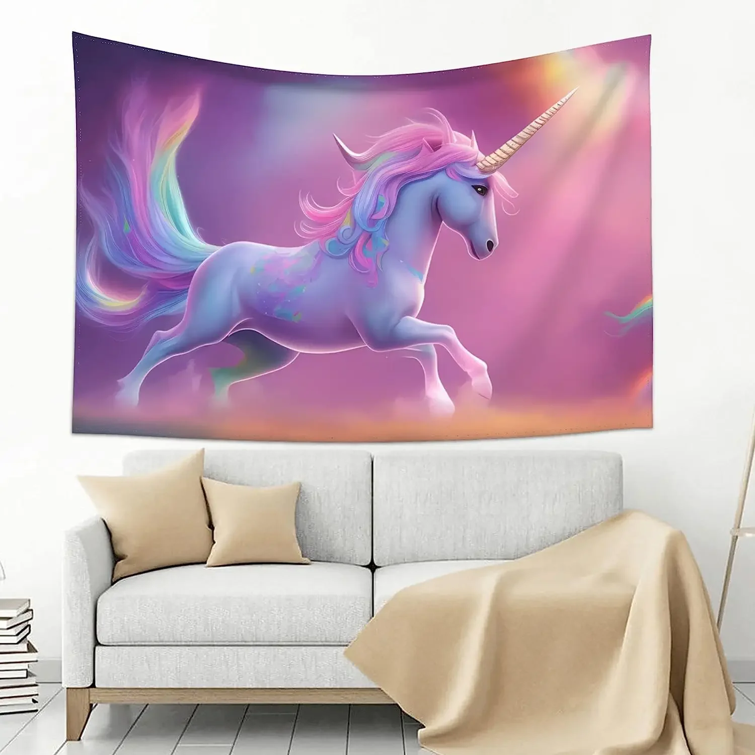 Cute Unicorn Tapestry Rainbow Tapestry Unicorn Wall Decor  Wall Art Kawaii Unicorn Tapestry Cartoon  Decor