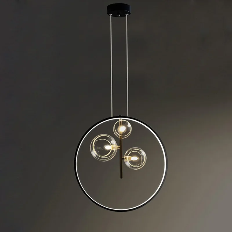 Imagem -05 - Moderno Simples e Elegante Luzes Led Pingente Decoração de Metal Ring Lâmpadas Penduradas Lustre de Teto Lâmpada da Sala de Estar