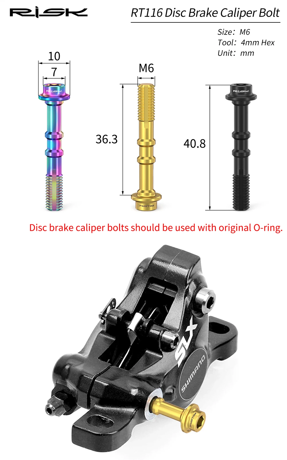 RISIKO Titanlegierung Schrauben Fahrrad hydraulische Scheibenbremsleitungen Fünf-Draht-Körperschrauben Bremsbelagstifte XT Scheibenbremsen M8000 – Detail 4