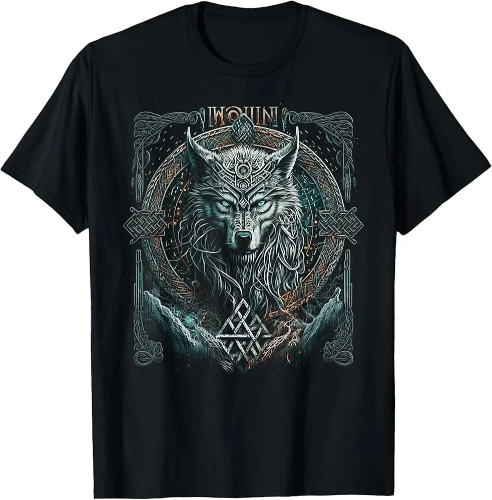 

Odin's Wolf Northman Valhalla Norse Mythology T-Shirt 100% Cotton O-Neck Short Sleeve Summer Casual Mens T-shirt Streetwear