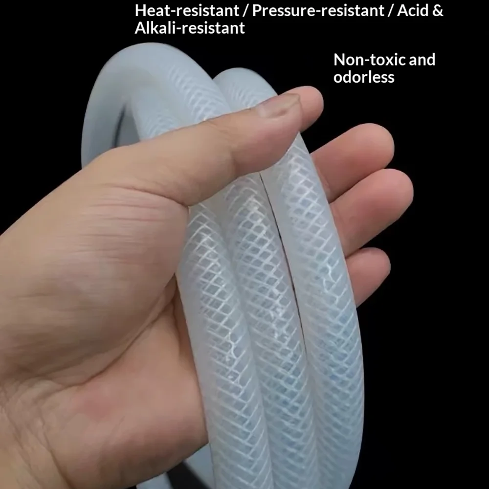 

Food grade silicone braided tube enhanced steam explosion-proof threading hose pressure resistant water oil mesh corrugated tube
