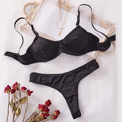 Sexy Lingerie For Women Gather Push Up Bra Set French Ultra Thin Underwear Female Comfortable Erotic Lingerie Intimate Goods