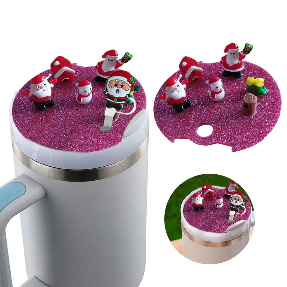 Christmas Water Cup Accessories for stanley Cup Lid Cartoon Three-dimensional Straw Cap Large Diameter Dust Plug Straw Cove A1Z3