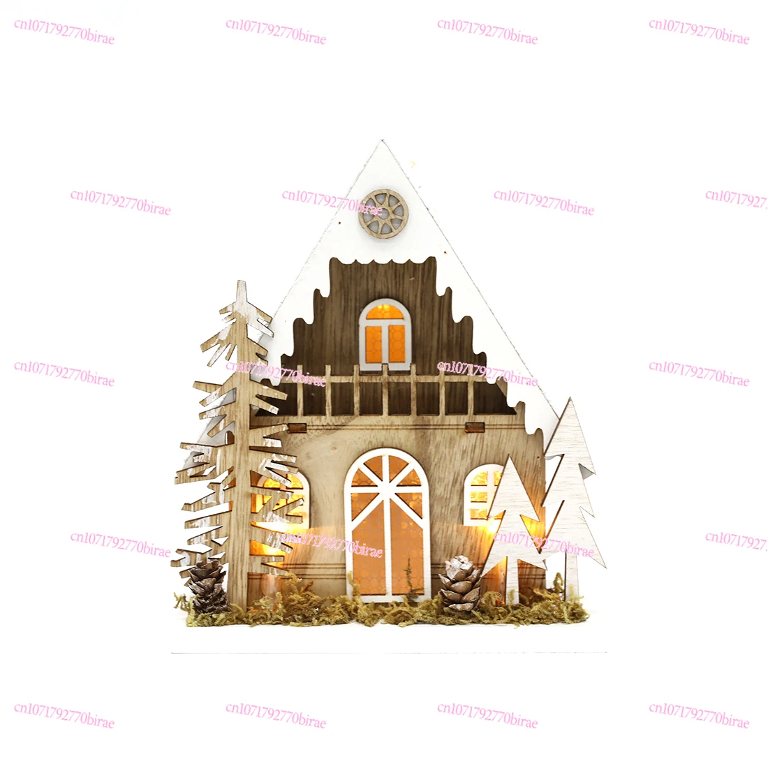 

Christmas Forest Wood House 5LED Light Ornament Decorative Gift Ins Simple 17cm High