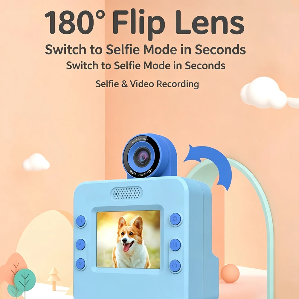 KEBIDUMEI Classic Cute Little Kids Instant Print Camera Painting Photos 1080P HD Dual Camera Thermal Print Toy Gifts view 6