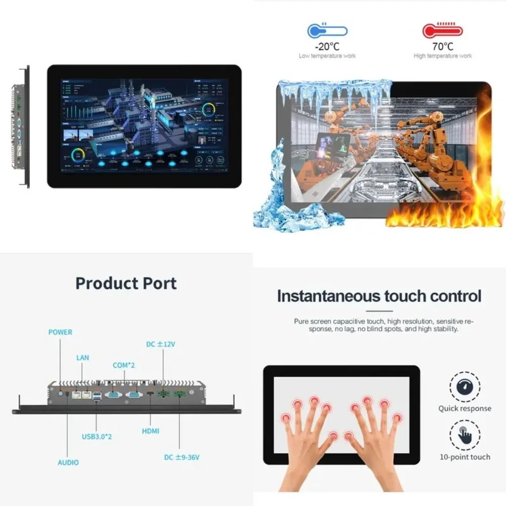 7 10.1 13.3 15.6 18.5 21.5 23.6 27 inch industrial computer full high definition wall mounted sensitive touch screen Win 7