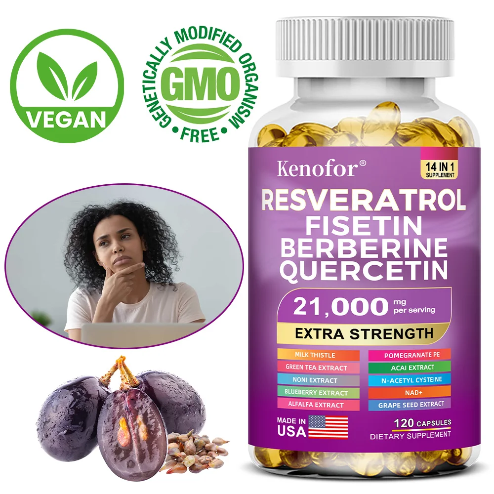 

Resveratrol Complex Capsules, Antioxidant Supplement, Support Immunity, Cardiovascular Wellness, Metabolism & Smooth Skin