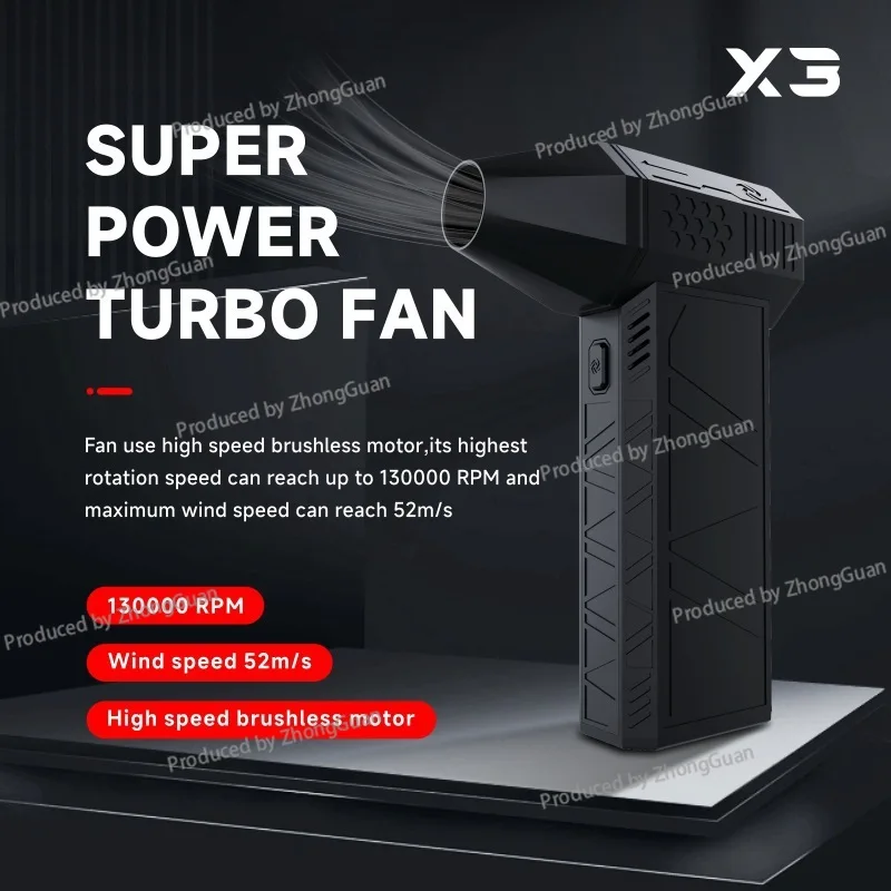 Violent Turbo Fan 130,000 High Speed Brushless Motor Handheld Charging Outdoor Fan Hair Dryer