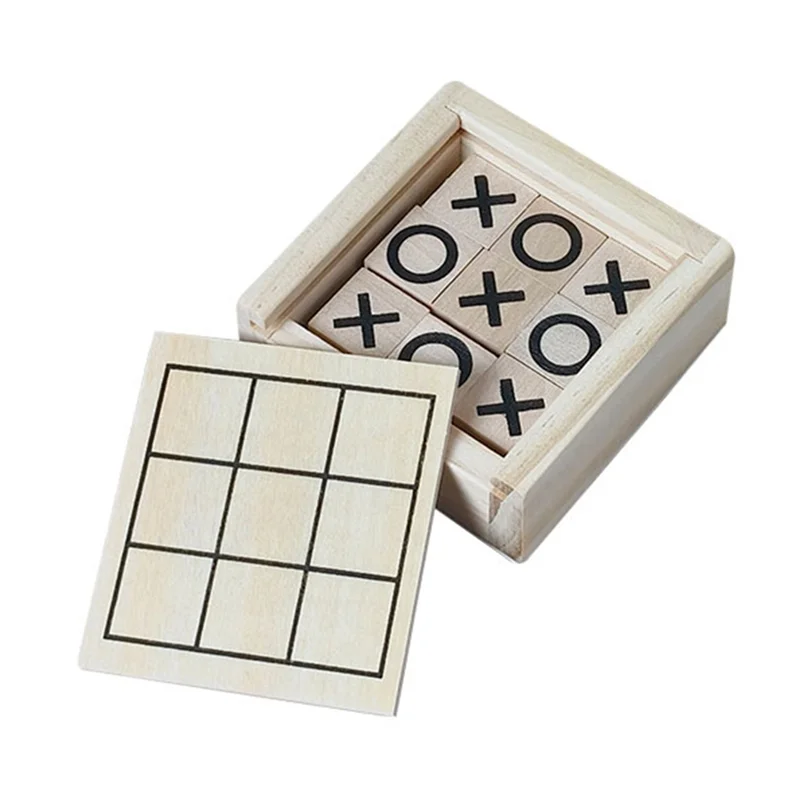 A19Q-Wood Xo Tic Tac Toe Gra Planszowa dla Dzieci Interaktywna Gra Logiczna dla Rodziców i Dzieci Zabawna Gra Puzzle dla Dzieci Prezent