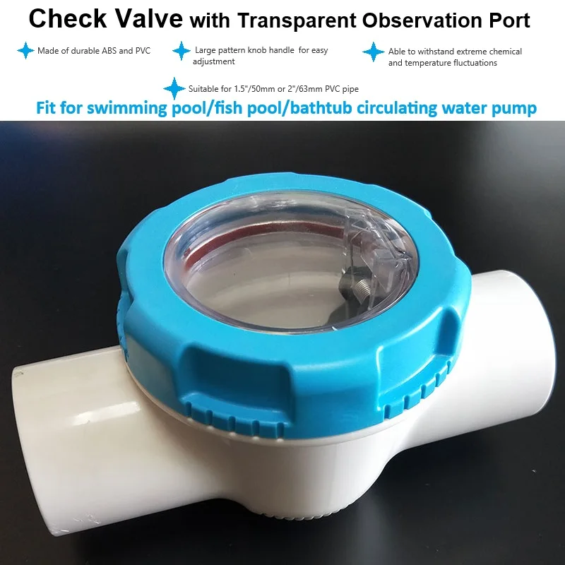 

Однонаправленный двуходовой обратный клапан из АБС-пластика с прозрачным портом наблюдения, детали циркуляционного водяного насоса для плавания/рыбного бассейна/ванны