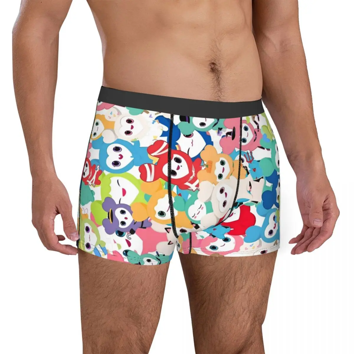 Calzoncillos Boxer con Collage de dibujos animados para hombre, pantalones cortos, bragas, ropa interior transpirable, calzoncillos sexis para hombre