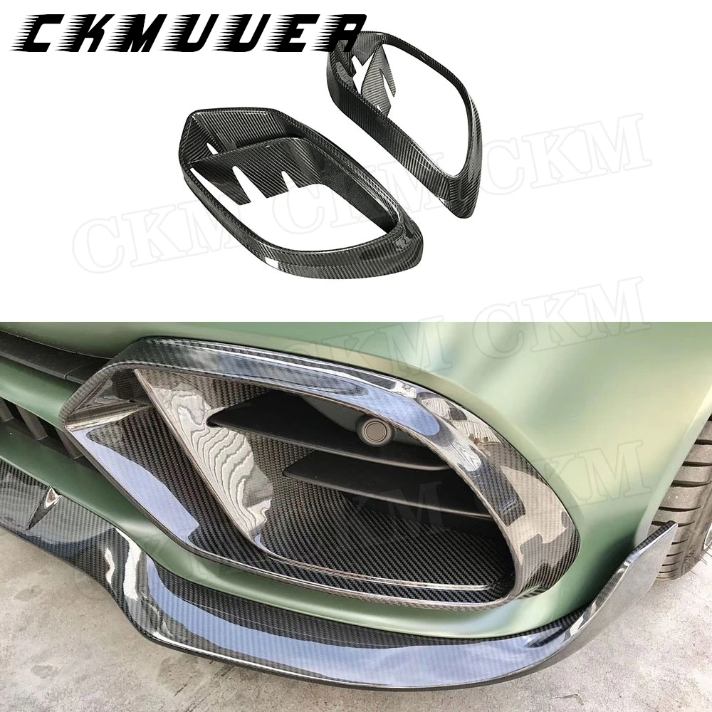 ألياف الكربون الجافة/FRP المصد الأمامي منفذ فتحة التهوية غطاء الكسوة لبنز AMG GT50 GT53 GT43 2019-2023 B نمط شبكة الضباب الشواية #1