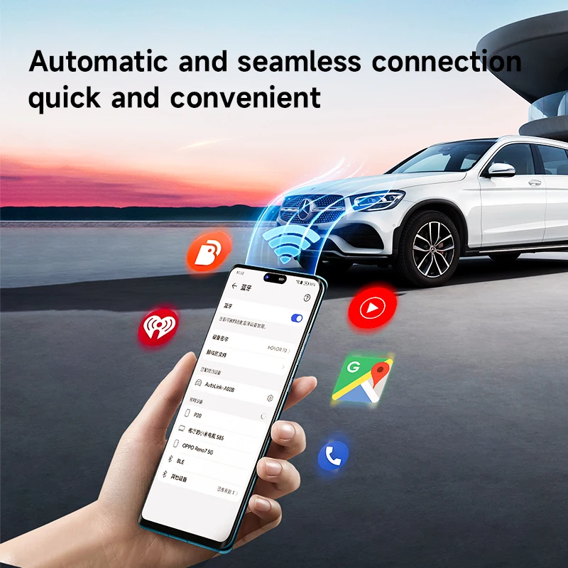 New Mini Wireless Carplay Adapter Android Auto Smart Dongle Plug and Play For Audi Toyota Mazda Nissan Chevrolet Suzuki Subaru