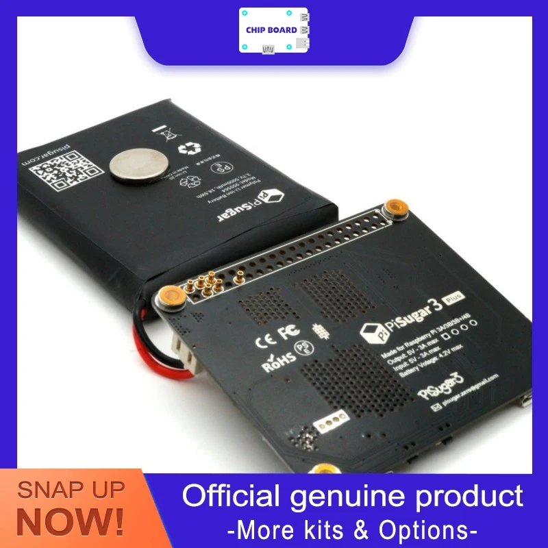 

Портативный аккумуляторный модуль Pisugar 3 Plus, разработанный для Raspberry Pi 3B / 3B+ / 4B
