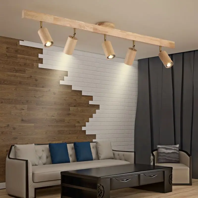 SANDYHA Modern Walnut Track Spotlight Ceiling Lamp Energy Efficient Stylish Home Decor for Living Room Bedroom Corridor Aisle