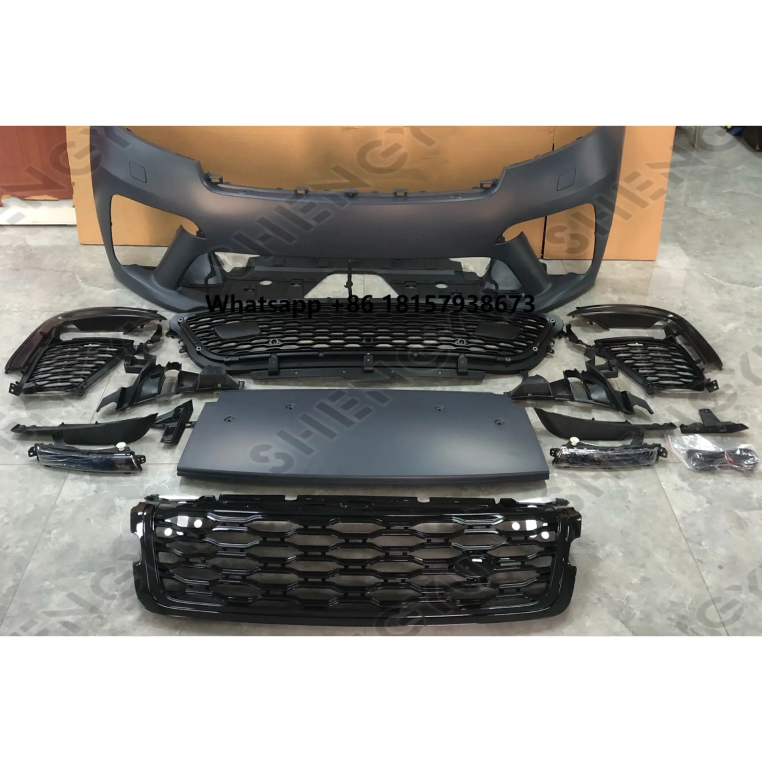 

Car Bumper Body Kit for Range Rover Velar 2017-2021 Upgrade to SVA Model Include Front and Rear Bumper Assembly with Grille